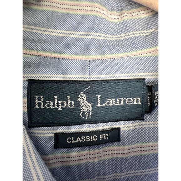 Ralph Lauren Classic Fit Striped Pony Logo Long Sleeve Button Down Size XLT - Picture 2 of 9